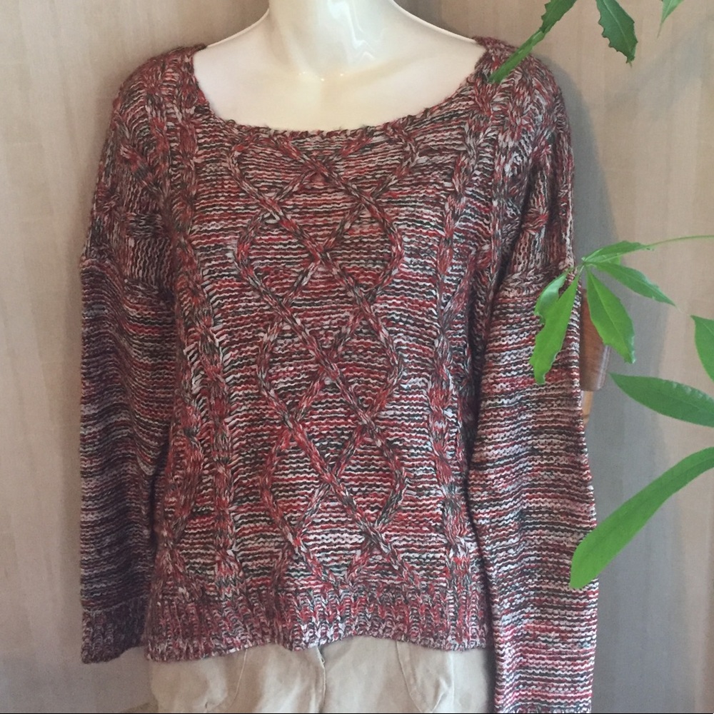 NWOT Multi coloured knit pullover style long sleeve top